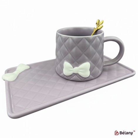 Ceașcă Și Farfurie Din Ceramică „Softy” Mov