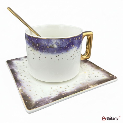 Ceașcă Și Farfurie Din Ceramică „Space Dust” Mov