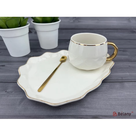 Cană Și Farfurie Din Ceramică „Oyster” Alb