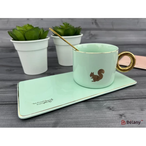 Cana Si Farfuria Din Ceramica "animale" Menta