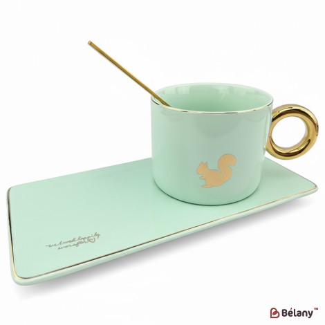 Cana Si Farfuria Din Ceramica "animale" Menta