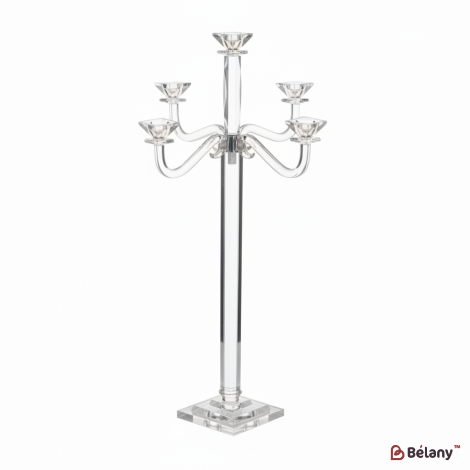 Sfeșnic Din Sticlă „Coloană” Pentru Cinci Lumânări