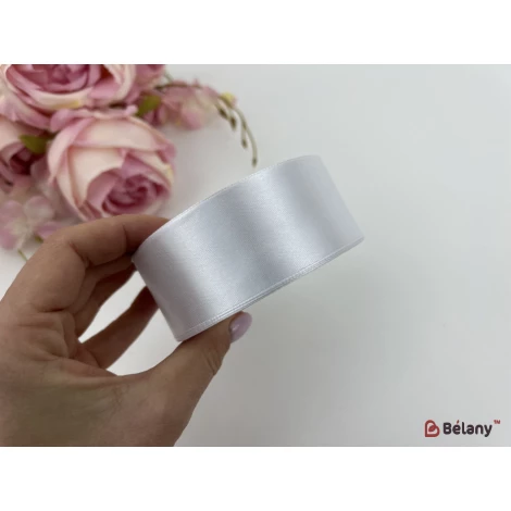 Panglică Din Satin „Broad” Albă - Фото