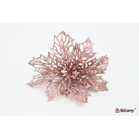 Decor De Anul Nou „Floare De Crăciun” Cu Sclipici De Bronz