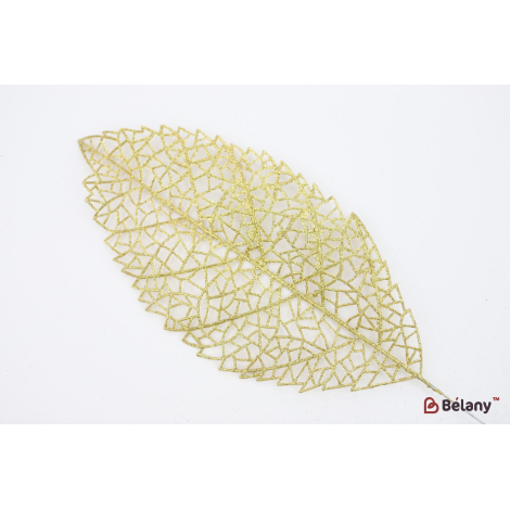 Ramura Decorativa Cu Sclipici "frunza De Aur" Auriu