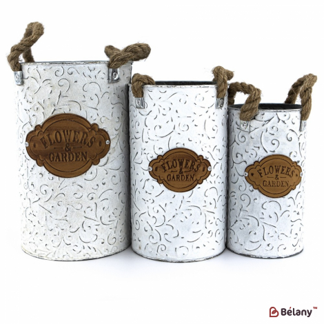 Set Ghivece Metalice "cilidru De Flori"