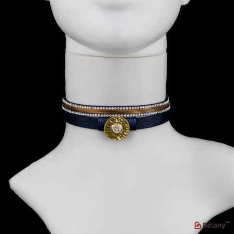 Choker "medalion De Aur" Albastru