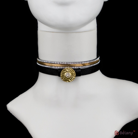 Choker „Medalion De Aur” Negru