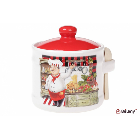 Банка керамическая с деревянной ложечкой "Summer style" 450 мл