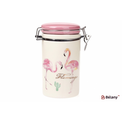 Банка керамическая с металлической застежкой  "Pink Flamingo" 900 мл