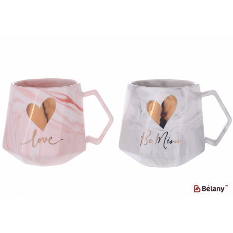 Набор фарфоровых кружек 385 мл. "Heart"