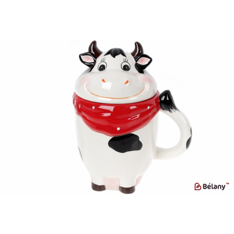 Керамическая кружка 460 мл "Cow"с крышкой