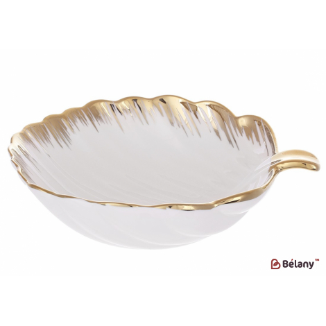 Фарфоровый салатник 20 см "Gold Leaf" белый