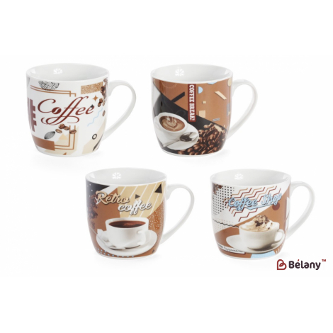 Набор фарфоровых кружек, с принтом, 350 мл " Coffee Fresh"