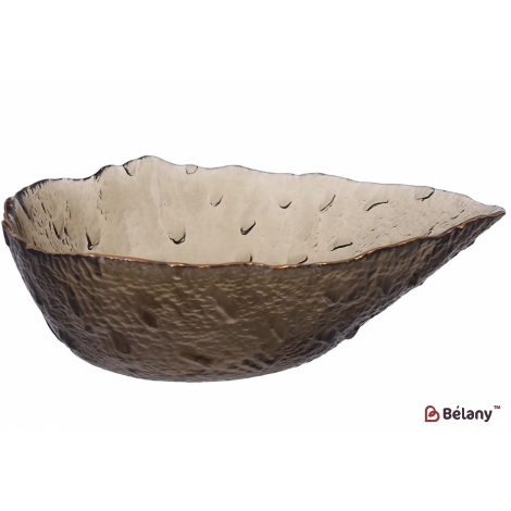 Стеклянный салатник 22 см "Drops" пепельный