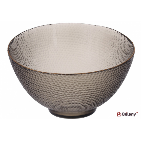 Стеклянный салатник 22 см "Circles" пепельный