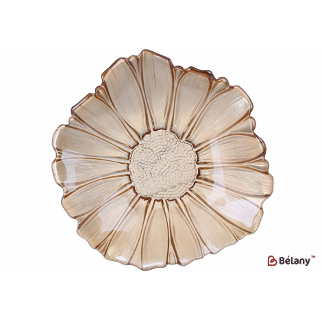 Стеклянное блюдо 36 см "Flower" янтарное