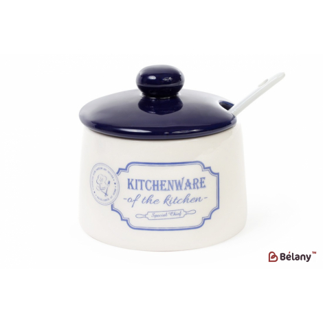 Керамическая сахарница с крышкой "Red&Blue",ложечка в комплекте