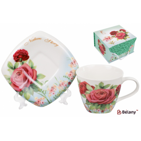 Фарфоровый набор чашка с блюдцем " Nature Story"в подарочной упаковке