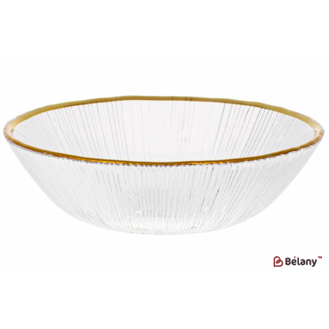 Стеклянная пиала 16 см "Luxury"c золотым кантом