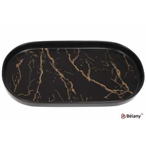 Фарфоровое овальное блюдо 30 см "Marmo black"