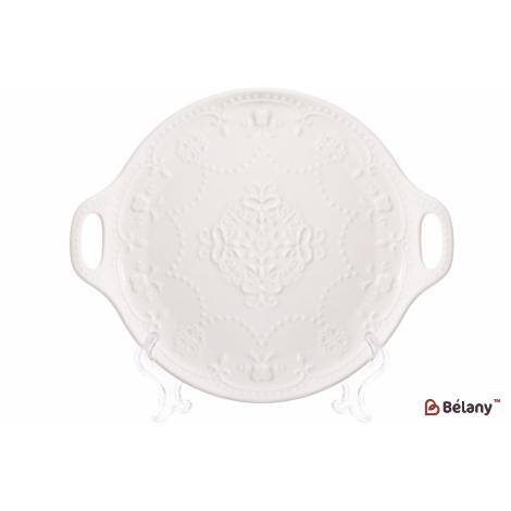 Фарфоровое круглое блюдо с ручками 20 см "Magic Lace" белое