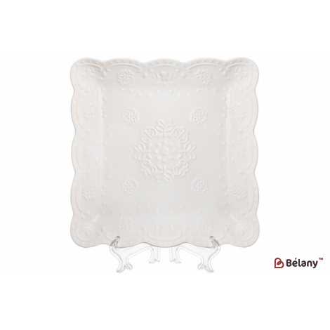 Фарфоровое квадратное блюдо 25 см "Magic Lace" белое