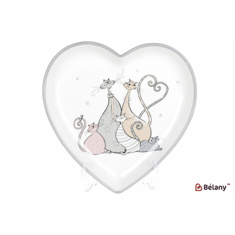 Керамическое блюдо, 25 см "Cat family ", белое