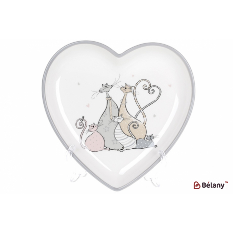 Керамическое блюдо, 20 см "Cat family ", белое