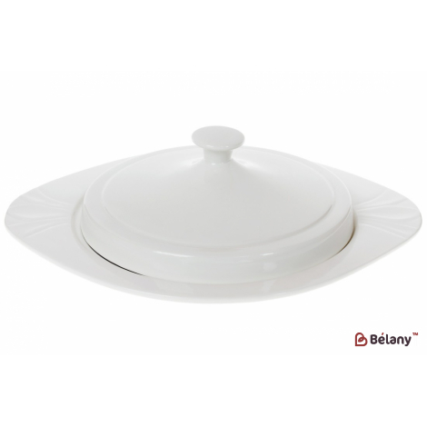 Фарфоровое блюдо для блинов, 30 см "Mizar", белое