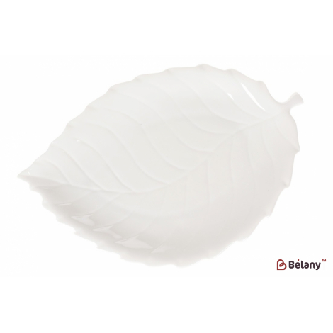 Фарфоровое сервировочное блюдо 24,5 см "Leaf" ,белое