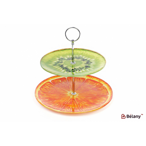 Фарфоровая этажерка для фруктов (двухъярусная) 23 см "Exotic "