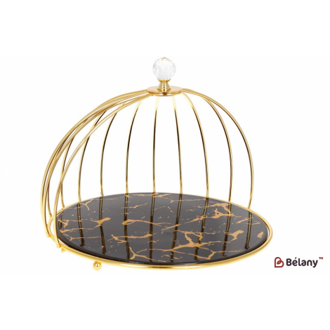 Фарфоровая подставка в форме клетки для птицы 27 см "Marmo black"