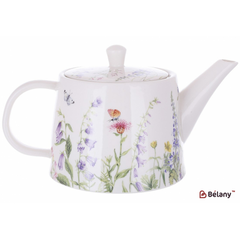 Фарфоровый чайник 1200 мл "Bell flower" белый