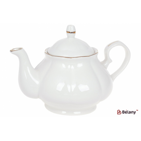 Фарфоровый чайник 900 мл "Vivienne" белый c золотым кантом