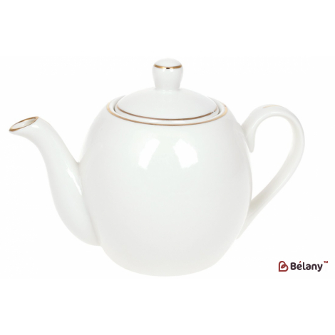 Фарфоровый чайник 600 мл "Tender" белый c золотым кантом