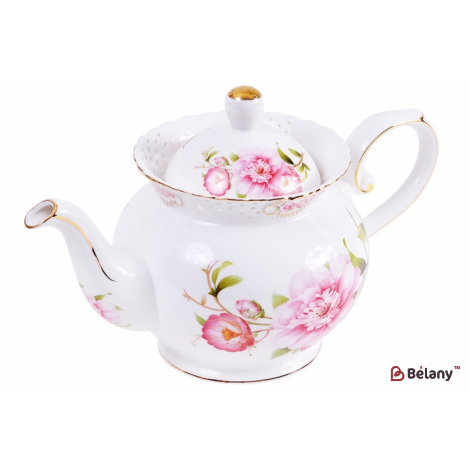 Фарфоровый чайник 1200 мл "Chinese rose" белый