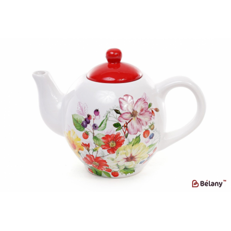 Керамический чайник 1050 мл " Fragrant berry " белый c принтом