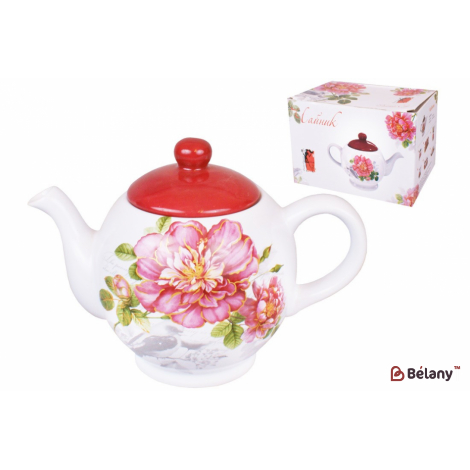 Керамический чайник ( в подарочной упаковке) 1000 мл " Love and hope " белый c принтом