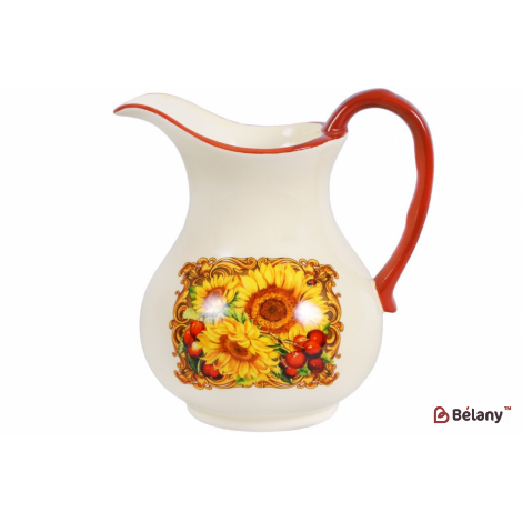 Керамический кувшин 1,2 л " Sunflowers", белый с принтом