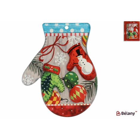 Керамическая подставка на пробковой основе, под горячее 20 см "Snowman"