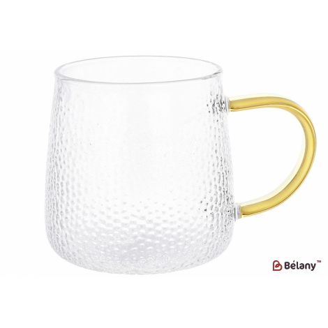 Стеклянная кружка 350 мл "Charisma" c желтой ручкой