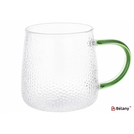 Стеклянная кружка 350 мл "Charisma" c зеленой ручкой