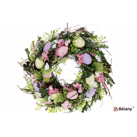 Пасхальный венок (декоративный) 34 см "Let goodness into your heart" пастельные тона