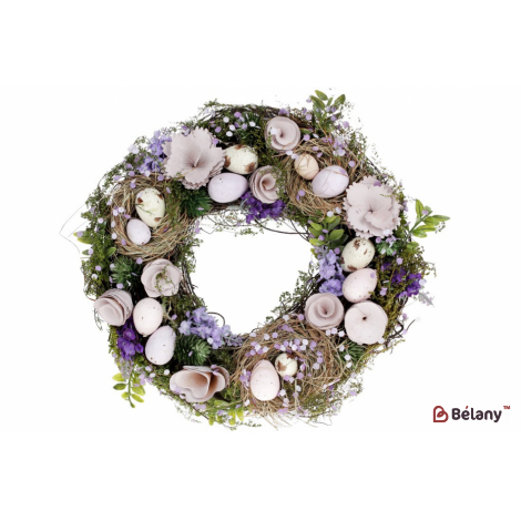 Пасхальный венок (декоративный) 31 см "Spring whiteflower" сиреневый
