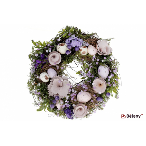 Пасхальный венок (декоративный) 21 см "Spring whiteflower" сиреневый