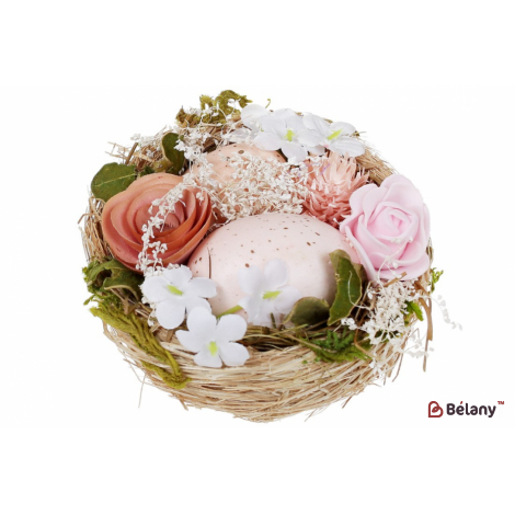 Декоративное пасхальное гнездо 10 см "Let goodness into your heart" розовый