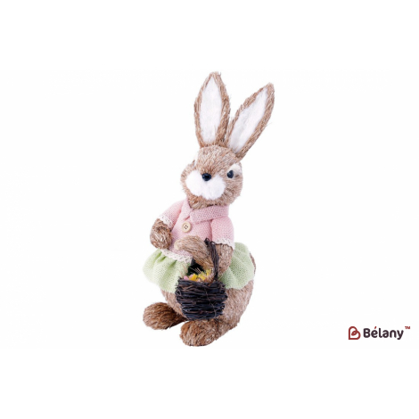 Пасхальная фигура кролик с корзинкой (декор) 36 см " Mrs.Bunny" коричневый