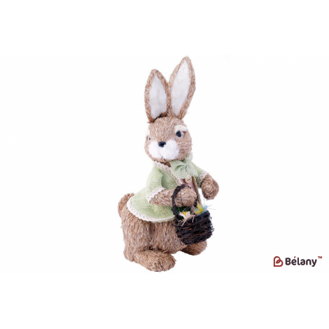 Пасхальная фигура кролик с корзинкой (декор) 36 см " Mrs.Bunny" зеленый
