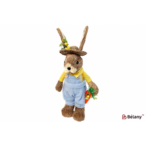 Пасхальная фигура заяц со шляпой (декор) 46 см " Mr.Bunny" желтый, голубой